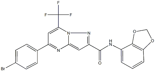 N-(1,3-benzodioxol-4-yl)-5-(4-bromophenyl)-7-(trifluoromethyl)pyrazolo[1,5-a]pyrimidine-2-carboxamide Struktur