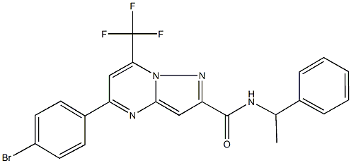 5-(4-bromophenyl)-N-(1-phenylethyl)-7-(trifluoromethyl)pyrazolo[1,5-a]pyrimidine-2-carboxamide Struktur