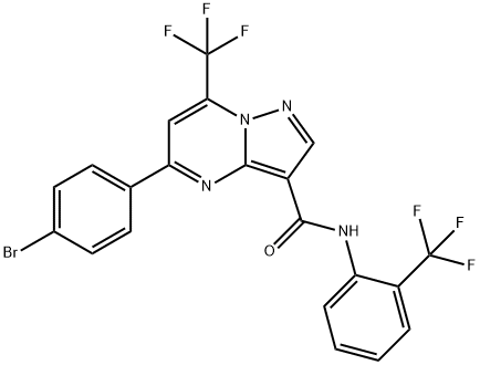 5-(4-bromophenyl)-7-(trifluoromethyl)-N-[2-(trifluoromethyl)phenyl]pyrazolo[1,5-a]pyrimidine-3-carboxamide Struktur