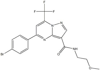 5-(4-bromophenyl)-N-(2-methoxyethyl)-7-(trifluoromethyl)pyrazolo[1,5-a]pyrimidine-3-carboxamide Struktur