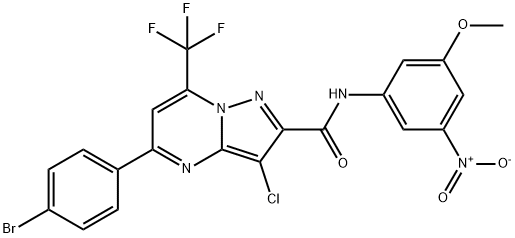 5-(4-bromophenyl)-3-chloro-N-{3-nitro-5-methoxyphenyl}-7-(trifluoromethyl)pyrazolo[1,5-a]pyrimidine-2-carboxamide Struktur