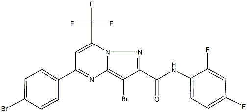 3-bromo-5-(4-bromophenyl)-N-(2,4-difluorophenyl)-7-(trifluoromethyl)pyrazolo[1,5-a]pyrimidine-2-carboxamide Struktur