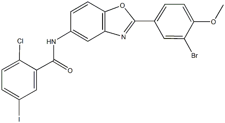 N-[2-(3-bromo-4-methoxyphenyl)-1,3-benzoxazol-5-yl]-2-chloro-5-iodobenzamide Struktur