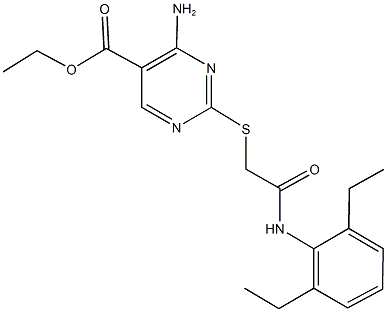 ethyl 4-amino-2-{[2-(2,6-diethylanilino)-2-oxoethyl]sulfanyl}-5-pyrimidinecarboxylate Struktur