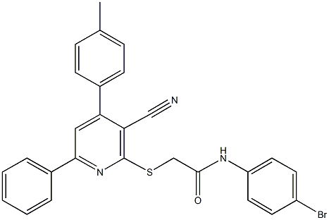 N-(4-bromophenyl)-2-{[3-cyano-4-(4-methylphenyl)-6-phenyl-2-pyridinyl]sulfanyl}acetamide Struktur