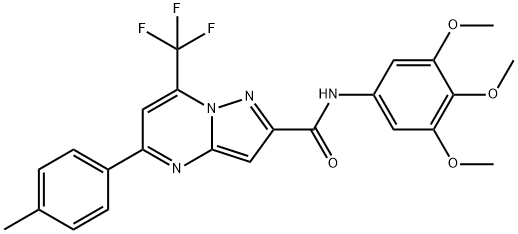 5-(4-methylphenyl)-7-(trifluoromethyl)-N-(3,4,5-trimethoxyphenyl)pyrazolo[1,5-a]pyrimidine-2-carboxamide Struktur