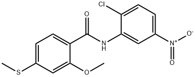 N-{2-chloro-5-nitrophenyl}-2-methoxy-4-(methylsulfanyl)benzamide Struktur