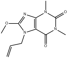 7-allyl-8-methoxy-1,3-dimethyl-3,7-dihydro-1H-purine-2,6-dione Struktur