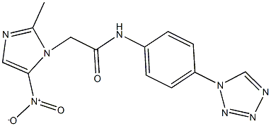 2-{5-nitro-2-methyl-1H-imidazol-1-yl}-N-[4-(1H-tetraazol-1-yl)phenyl]acetamide Struktur