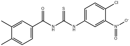 N-{4-chloro-3-nitrophenyl}-N'-(3,4-dimethylbenzoyl)thiourea Struktur