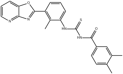 N-(3,4-dimethylbenzoyl)-N'-(2-methyl-3-[1,3]oxazolo[4,5-b]pyridin-2-ylphenyl)thiourea Struktur