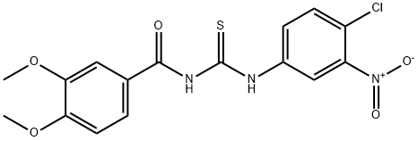 N-{4-chloro-3-nitrophenyl}-N'-(3,4-dimethoxybenzoyl)thiourea Struktur