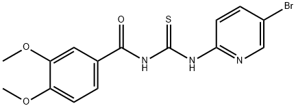 N-(5-bromopyridin-2-yl)-N'-(3,4-dimethoxybenzoyl)thiourea Struktur