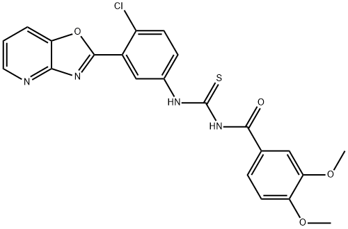 N-(4-chloro-3-[1,3]oxazolo[4,5-b]pyridin-2-ylphenyl)-N'-(3,4-dimethoxybenzoyl)thiourea Struktur