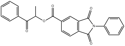 1-methyl-2-oxo-2-phenylethyl 1,3-dioxo-2-phenyl-5-isoindolinecarboxylate Struktur