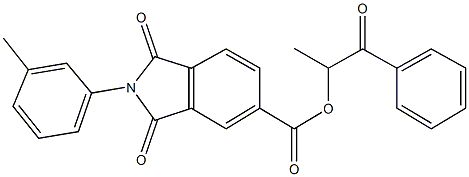 1-methyl-2-oxo-2-phenylethyl 2-(3-methylphenyl)-1,3-dioxo-5-isoindolinecarboxylate Struktur