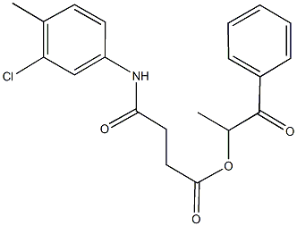 1-methyl-2-oxo-2-phenylethyl 4-(3-chloro-4-methylanilino)-4-oxobutanoate Struktur