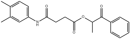 1-methyl-2-oxo-2-phenylethyl 4-(3,4-dimethylanilino)-4-oxobutanoate Struktur