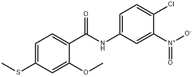 N-{4-chloro-3-nitrophenyl}-2-methoxy-4-(methylsulfanyl)benzamide Struktur