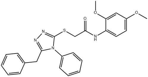 2-[(5-benzyl-4-phenyl-4H-1,2,4-triazol-3-yl)sulfanyl]-N-(2,4-dimethoxyphenyl)acetamide Struktur