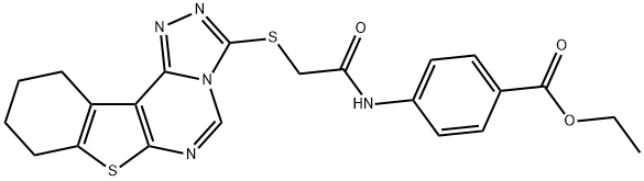 ethyl 4-{[(8,9,10,11-tetrahydro[1]benzothieno[3,2-e][1,2,4]triazolo[4,3-c]pyrimidin-3-ylsulfanyl)acetyl]amino}benzoate Struktur