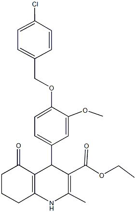 ethyl 4-{4-[(4-chlorobenzyl)oxy]-3-methoxyphenyl}-2-methyl-5-oxo-1,4,5,6,7,8-hexahydro-3-quinolinecarboxylate Struktur