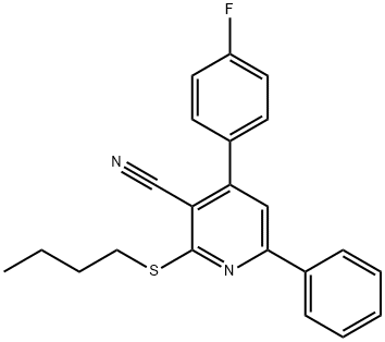 2-(butylsulfanyl)-4-(4-fluorophenyl)-6-phenylnicotinonitrile Struktur