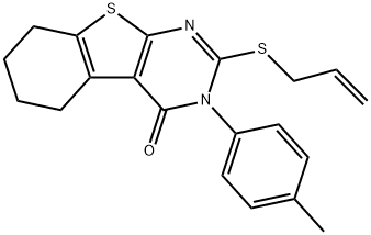 2-(allylsulfanyl)-3-(4-methylphenyl)-5,6,7,8-tetrahydro[1]benzothieno[2,3-d]pyrimidin-4(3H)-one Struktur