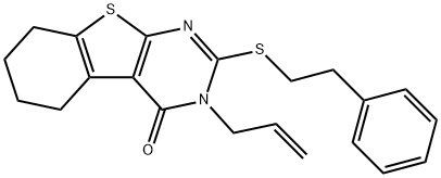 3-allyl-2-[(2-phenylethyl)sulfanyl]-5,6,7,8-tetrahydro[1]benzothieno[2,3-d]pyrimidin-4(3H)-one Struktur