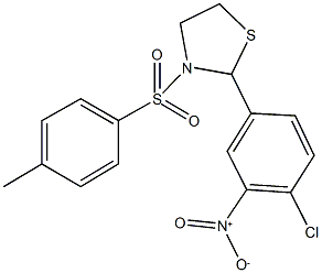 2-{4-chloro-3-nitrophenyl}-3-[(4-methylphenyl)sulfonyl]-1,3-thiazolidine Struktur