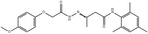 N-mesityl-3-{[(4-methoxyphenoxy)acetyl]hydrazono}butanamide Struktur