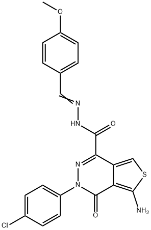 5-amino-3-(4-chlorophenyl)-N'-(4-methoxybenzylidene)-4-oxo-3,4-dihydrothieno[3,4-d]pyridazine-1-carbohydrazide Struktur