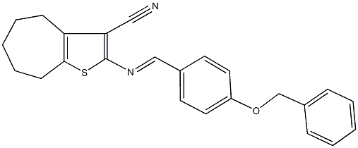 2-{[4-(benzyloxy)benzylidene]amino}-5,6,7,8-tetrahydro-4H-cyclohepta[b]thiophene-3-carbonitrile Struktur