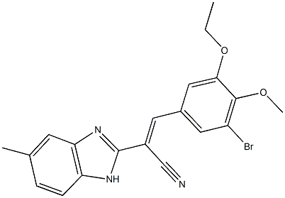 3-(3-bromo-5-ethoxy-4-methoxyphenyl)-2-(5-methyl-1H-benzimidazol-2-yl)acrylonitrile Struktur