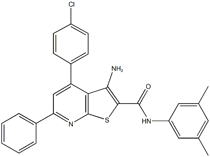 3-amino-4-(4-chlorophenyl)-N-(3,5-dimethylphenyl)-6-phenylthieno[2,3-b]pyridine-2-carboxamide Struktur