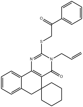 3-allyl-2-[(2-oxo-2-phenylethyl)sulfanyl]-5,6-dihydrospiro(benzo[h]quinazoline-5,1'-cyclohexane)-4(3H)-one Struktur