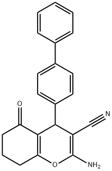 2-amino-4-[1,1'-biphenyl]-4-yl-5-oxo-5,6,7,8-tetrahydro-4H-chromene-3-carbonitrile Struktur