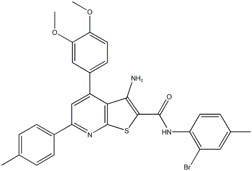 3-amino-N-(2-bromo-4-methylphenyl)-4-(3,4-dimethoxyphenyl)-6-(4-methylphenyl)thieno[2,3-b]pyridine-2-carboxamide Struktur