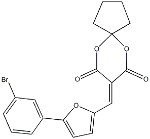 8-{[5-(3-bromophenyl)furan-2-yl]methylidene}-6,10-dioxaspiro[4.5]decane-7,9-dione Struktur