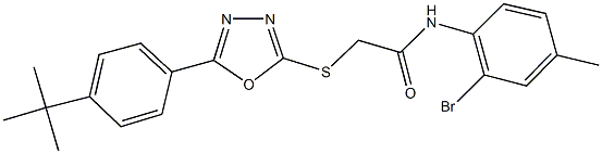 N-(2-bromo-4-methylphenyl)-2-{[5-(4-tert-butylphenyl)-1,3,4-oxadiazol-2-yl]sulfanyl}acetamide Struktur