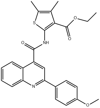 ethyl 2-({[2-(4-methoxyphenyl)-4-quinolinyl]carbonyl}amino)-4,5-dimethyl-3-thiophenecarboxylate Struktur