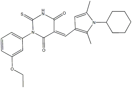 5-[(1-cyclohexyl-2,5-dimethyl-1H-pyrrol-3-yl)methylene]-1-(3-ethoxyphenyl)-2-thioxodihydro-4,6(1H,5H)-pyrimidinedione Struktur