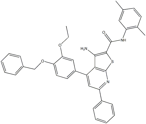 3-amino-4-[4-(benzyloxy)-3-ethoxyphenyl]-N-(2,5-dimethylphenyl)-6-phenylthieno[2,3-b]pyridine-2-carboxamide Struktur