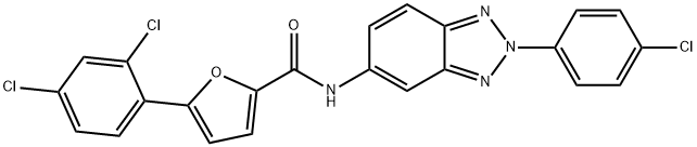 N-[2-(4-chlorophenyl)-2H-1,2,3-benzotriazol-5-yl]-5-(2,4-dichlorophenyl)-2-furamide Struktur