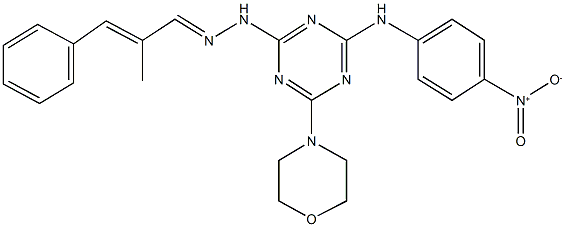 2-methyl-3-phenylacrylaldehyde [4-{4-nitroanilino}-6-(4-morpholinyl)-1,3,5-triazin-2-yl]hydrazone Struktur