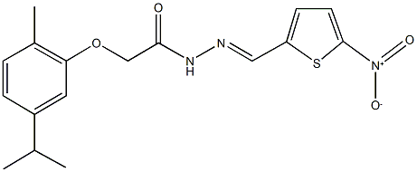 N'-({5-nitro-2-thienyl}methylene)-2-(5-isopropyl-2-methylphenoxy)acetohydrazide Struktur