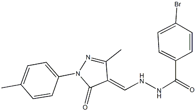 4-bromo-N'-{[3-methyl-1-(4-methylphenyl)-5-oxo-1,5-dihydro-4H-pyrazol-4-ylidene]methyl}benzohydrazide Struktur