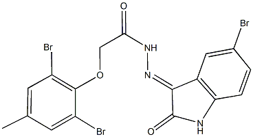 N'-(5-bromo-2-oxo-1,2-dihydro-3H-indol-3-ylidene)-2-(2,6-dibromo-4-methylphenoxy)acetohydrazide Struktur