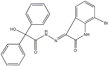 N'-(7-bromo-2-oxo-1,2-dihydro-3H-indol-3-ylidene)-2-hydroxy-2,2-diphenylacetohydrazide Struktur