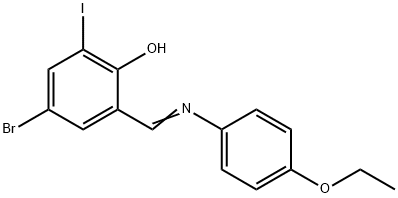 4-bromo-2-{[(4-ethoxyphenyl)imino]methyl}-6-iodophenol Struktur